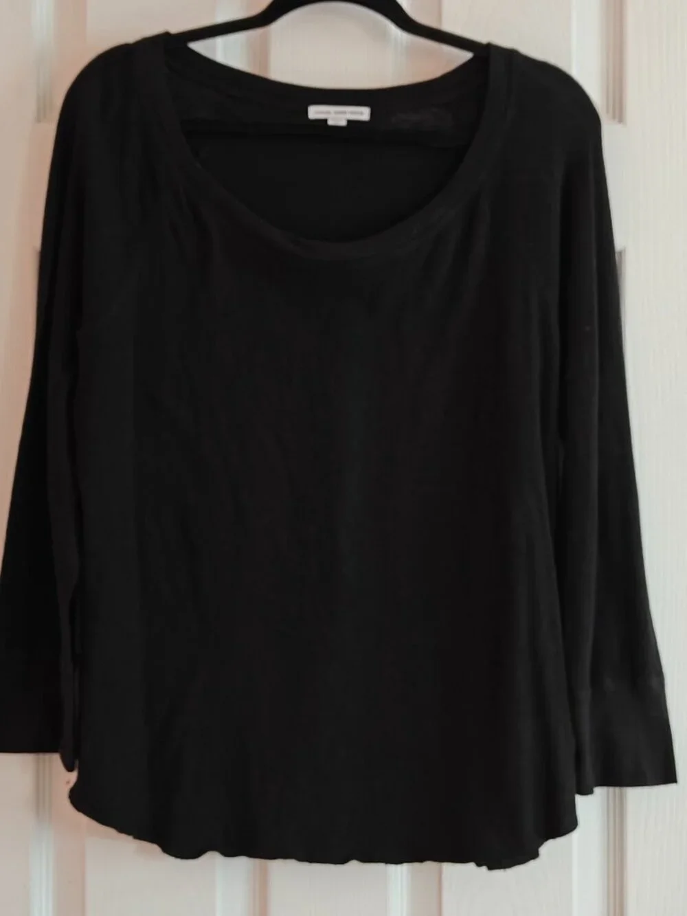 Standard James Perse Black 100% Cotton Scoop Neck Long Sleeve Tee Size 4 (XL)